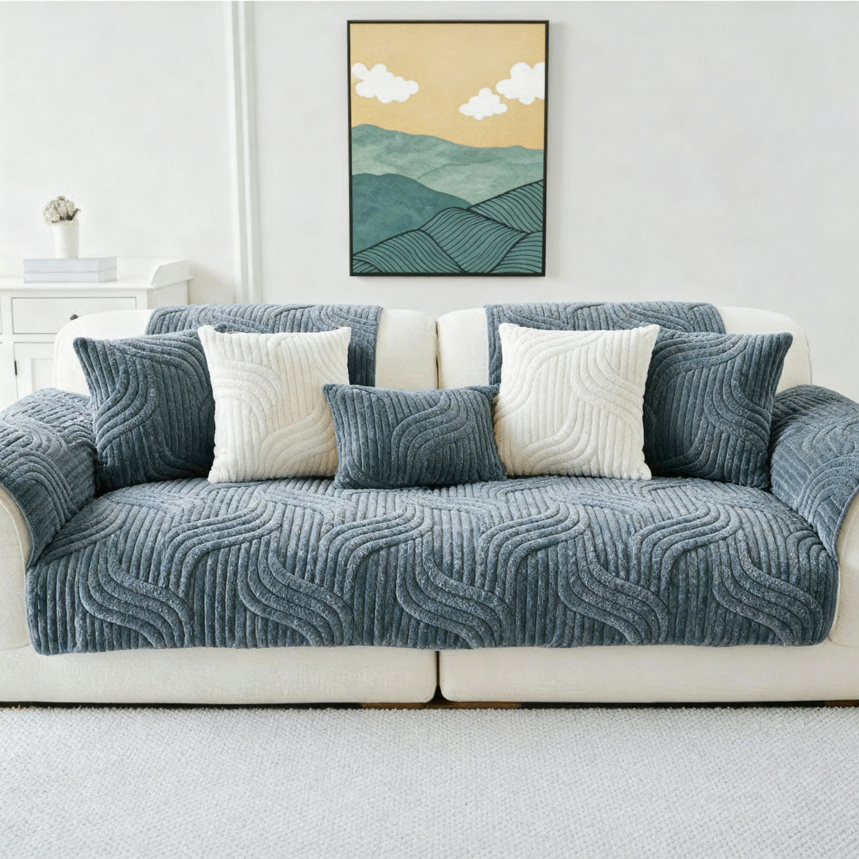 Foxtail Plush Sofa Cover