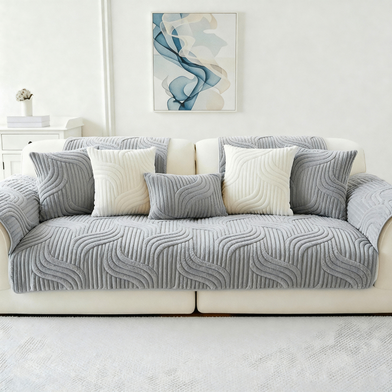 Foxtail Plush Sofa Cover