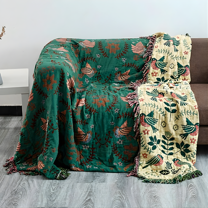 Scandinavian Bird Throw Blanket