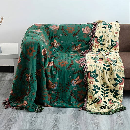 Scandinavian Bird Throw Blanket